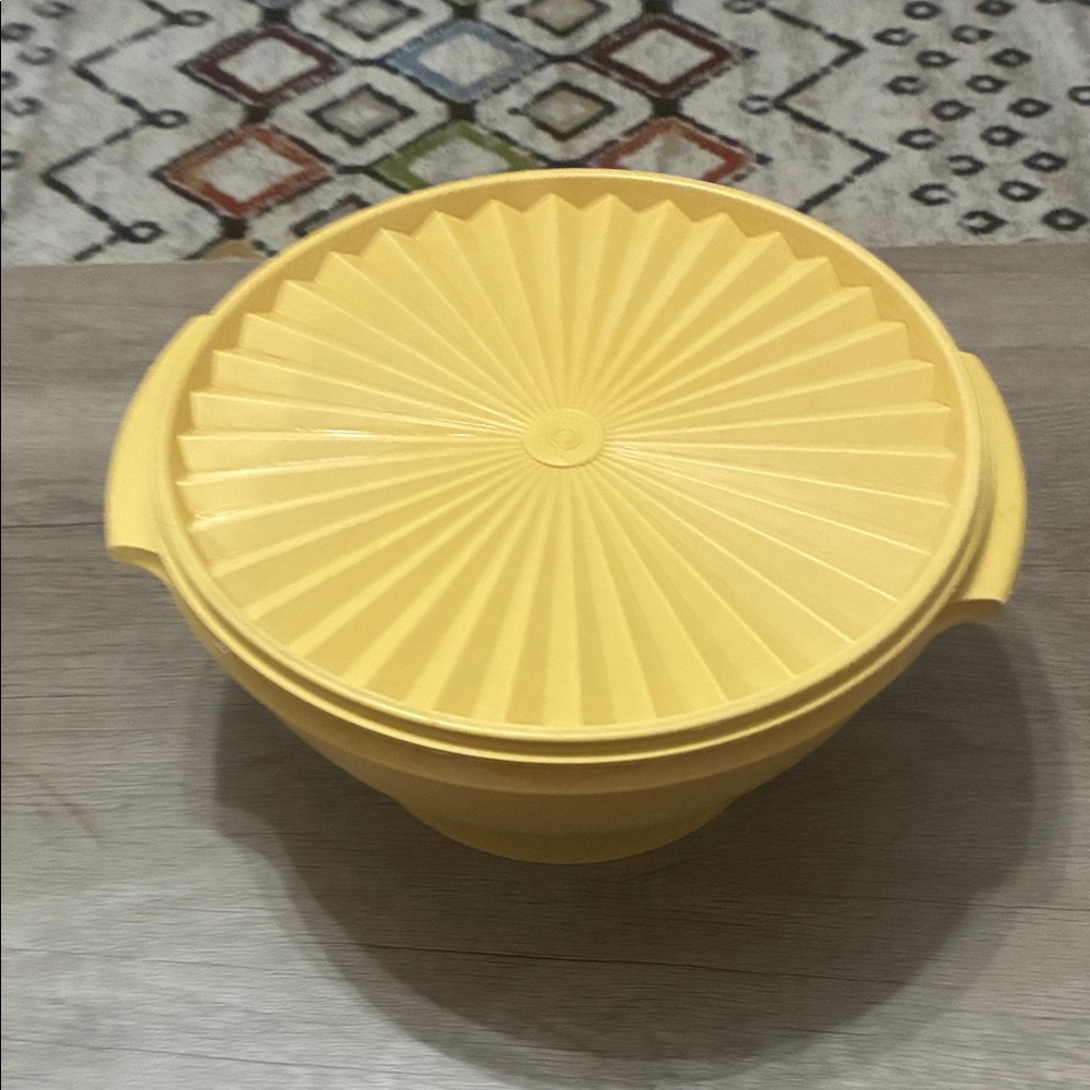 Yellow Mixing Bowl with Lid Tupperware Vintage